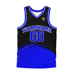 Benutzerdefinierter Schwarz Blau Basketball Jersey Uniform Anzug gedruckt Ihr Logo Name Nummer