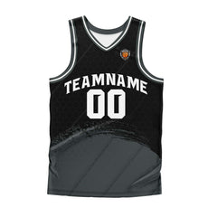 Benutzerdefinierter Schwarz Grau Basketball Jersey Uniform Anzug gedruckt Ihr Logo Name Nummer