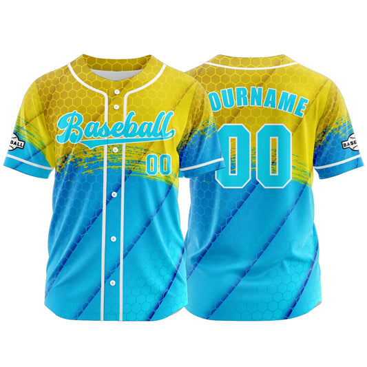 Benutzerdefiniert Gelb Blau Baseball Uniformen Drucken für Jungs Mädchen und Kinder Machen Ihr Team Mehr Vielfältig