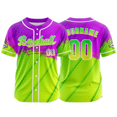 Benutzerdefiniert Lila Grün Baseball Uniformen Drucken für Jungs Mädchen und Kinder Machen Ihr Team Mehr Vielfältig