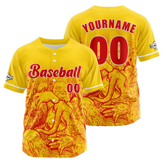 Benutzerdefiniert Gelb Baseball Uniformen Drucken für Jungs Mädchen und Kinder Machen Ihr Team Mehr Vielfältig