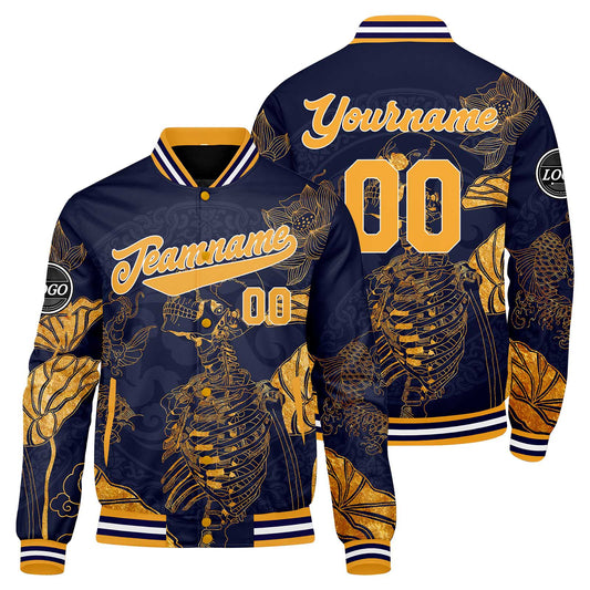 Benutzerdefinierte Orange Varsity-Jacke. Letterman-Jacke für Männer, Frauen und Jugendliche