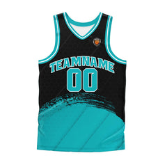 Benutzerdefinierter Schwarze Teal Basketball Jersey Uniform Anzug gedruckt Ihr Logo Name Nummer