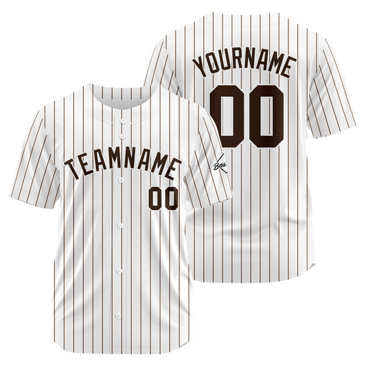 Benutzerdefinierte Authentisch Baseball-Trikot Weiss-braun