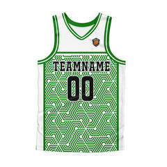 Benutzerdefinierter Weiß Grün Basketball Jersey Uniform Anzug gedruckt Ihr Logo Name Nummer