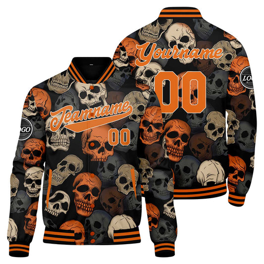 Benutzerdefinierte Orange Varsity-Jacke. Letterman-Jacke für Männer, Frauen und Jugendliche