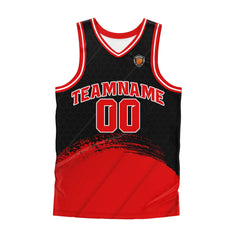 Benutzerdefinierter Schwarz Rot Basketball Jersey Uniform Anzug gedruckt Ihr Logo Name Nummer