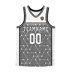 Benutzerdefinierter Weiß Schwarz Basketball Jersey Uniform Anzug gedruckt Ihr Logo Name Nummer