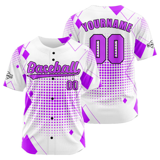 Benutzerdefiniert Weiß Lila Baseball Uniformen Drucken für Jungs Mädchen und Kinder Machen Ihr Team Mehr Vielfältig