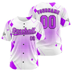 Benutzerdefiniert Weiß Lila Baseball Uniformen Drucken für Jungs Mädchen und Kinder Machen Ihr Team Mehr Vielfältig