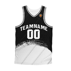 Benutzerdefinierter Schwarz Weiß Basketball Jersey Uniform Anzug gedruckt Ihr Logo Name Nummer