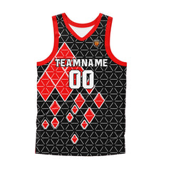 Benutzerdefinierter Schwarz Rot Basketball Jersey Uniform Anzug gedruckt Ihr Logo Name Nummer