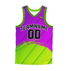 Benutzerdefinierter Lila Grün Basketball Jersey Uniform Anzug gedruckt Ihr Logo Name Nummer