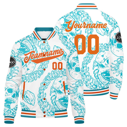 Benutzerdefinierte Blau Orange Varsity-Jacke. Letterman-Jacke für Männer, Frauen und Jugendliche