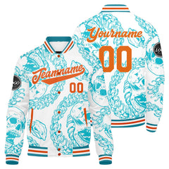 Benutzerdefinierte Blau Orange Varsity-Jacke. Letterman-Jacke für Männer, Frauen und Jugendliche