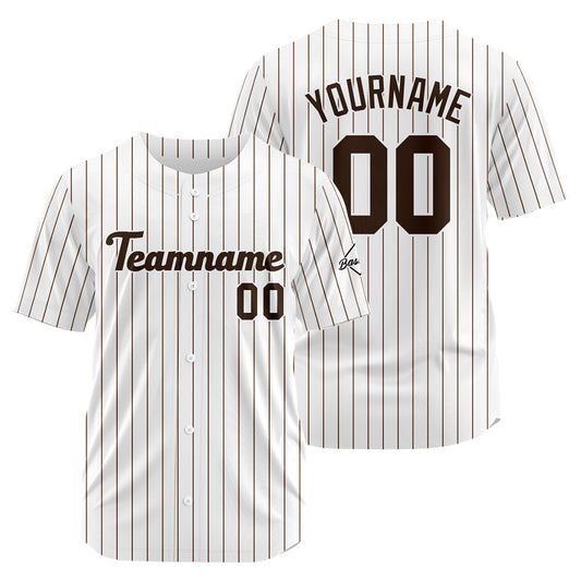 Benutzerdefinierte Authentisch Baseball-Trikot Weiss-braun