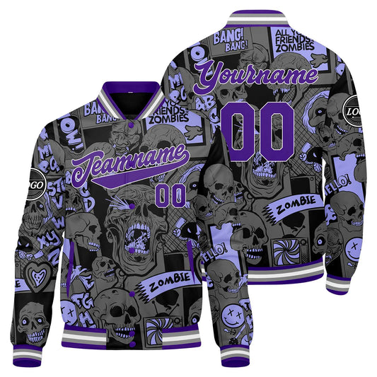 Benutzerdefinierte Lila Varsity-Jacke. Letterman-Jacke für Männer, Frauen und Jugendliche
