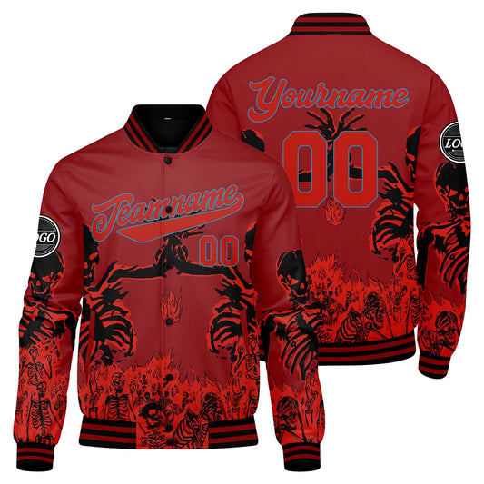 Benutzerdefinierte Rot Varsity-Jacke. Letterman-Jacke für Männer, Frauen und Jugendliche