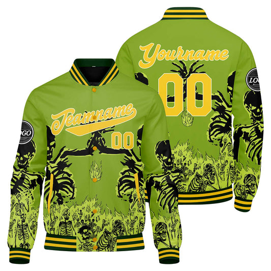 Benutzerdefinierte Grün Varsity-Jacke. Letterman-Jacke für Männer, Frauen und Jugendliche