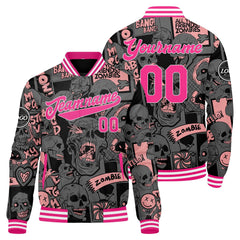 Benutzerdefinierte Rosa Varsity-Jacke. Letterman-Jacke für Männer, Frauen und Jugendliche