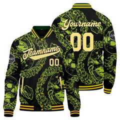 Benutzerdefinierte Gelb Grün Varsity-Jacke. Letterman-Jacke für Männer, Frauen und Jugendliche