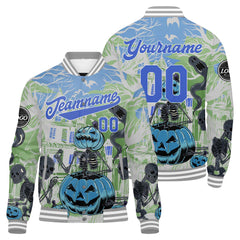 Benutzerdefinierte Blau Grau Varsity-Jacke. Letterman-Jacke für Männer, Frauen und Jugendliche