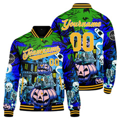 Benutzerdefinierte Blau Gelb Varsity-Jacke. Letterman-Jacke für Männer, Frauen und Jugendliche