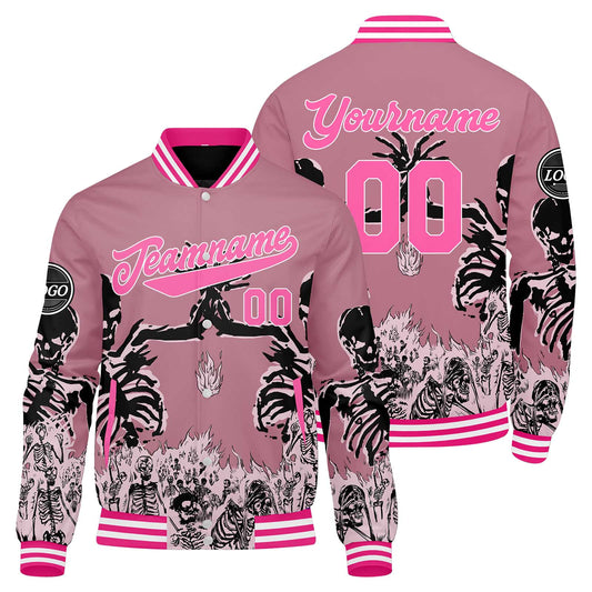 Benutzerdefinierte Rosa Varsity-Jacke. Letterman-Jacke für Männer, Frauen und Jugendliche