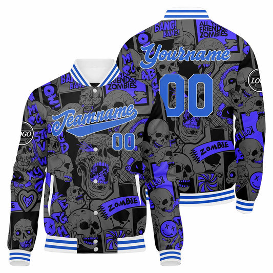 Benutzerdefinierte Dunkelblau Varsity-Jacke. Letterman-Jacke für Männer, Frauen und Jugendliche