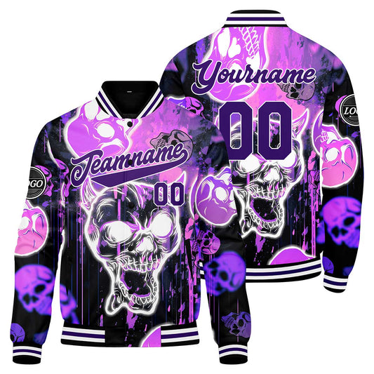 Benutzerdefinierte Lila Varsity-Jacke. Letterman-Jacke für Männer, Frauen und Jugendliche