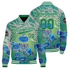 Benutzerdefinierte Blau Grün Varsity-Jacke. Letterman-Jacke für Männer, Frauen und Jugendliche