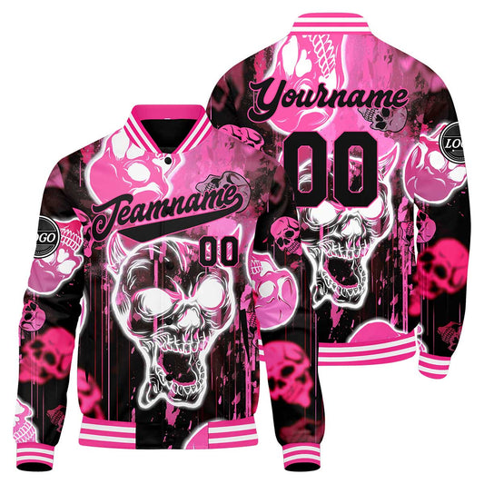 Benutzerdefinierte Rosa Varsity-Jacke. Letterman-Jacke für Männer, Frauen und Jugendliche