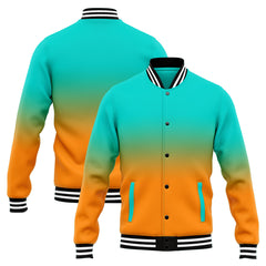 Benutzerdefinierte Verlauf Varsity-Jacke. Letterman-Jacke Teal Orange