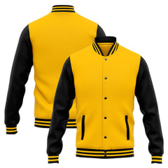 Benutzerdefinierte Varsity-Jacke. Letterman-Jacke für Männer, Frauen und Jugendliche Gelb Schwarz