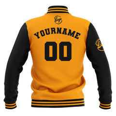 Benutzerdefiniert Schwarz Gelb Wasserdichte Varsity Jacken Personalisiert genäht Name Nummer Logo zu Letterman Jacken
