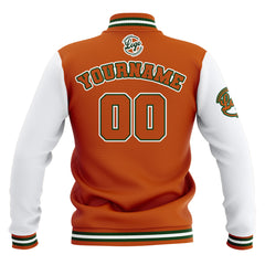 Benutzerdefiniert Orange Weiß Wasserdichte Varsity Jacken Personalisiert genäht Name Nummer Logo zu Letterman Jacken