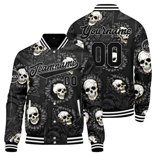 Benutzerdefinierte Schwarz Weiß Varsity-Jacke. Letterman-Jacke für Männer, Frauen und Jugendliche