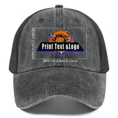 Kundenspezifisch Grau gewaschener Mesh-Cowboy-Hut für Männer und Frauen mit Pferdeschwanz und Klettverschluss Kann mit Logo-Text bedruckt werden