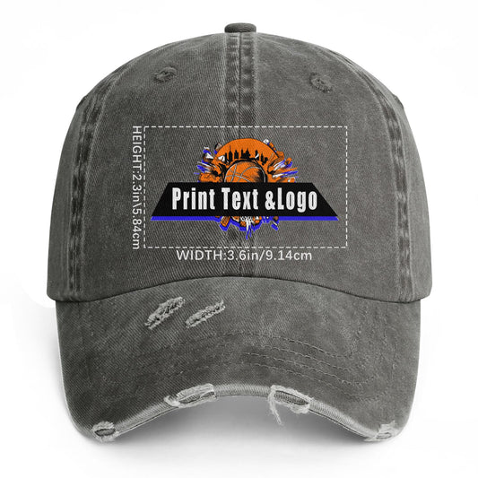 Benutzerdefinierte Braun Distressed & Washed Denim Baseball-Kappe - Unisex Streetwear Style