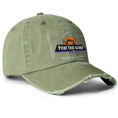 Benutzerdefinierte Olive Grün Distressed & Washed Denim Baseball-Kappe - Unisex Streetwear Style
