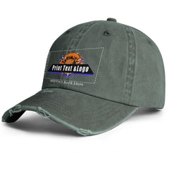 Benutzerdefinierte Grau Grün Distressed & Washed Denim Baseball-Kappe - Unisex Streetwear Style