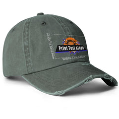 Benutzerdefinierte Grau Grün Distressed & Washed Denim Baseball-Kappe - Unisex Streetwear Style