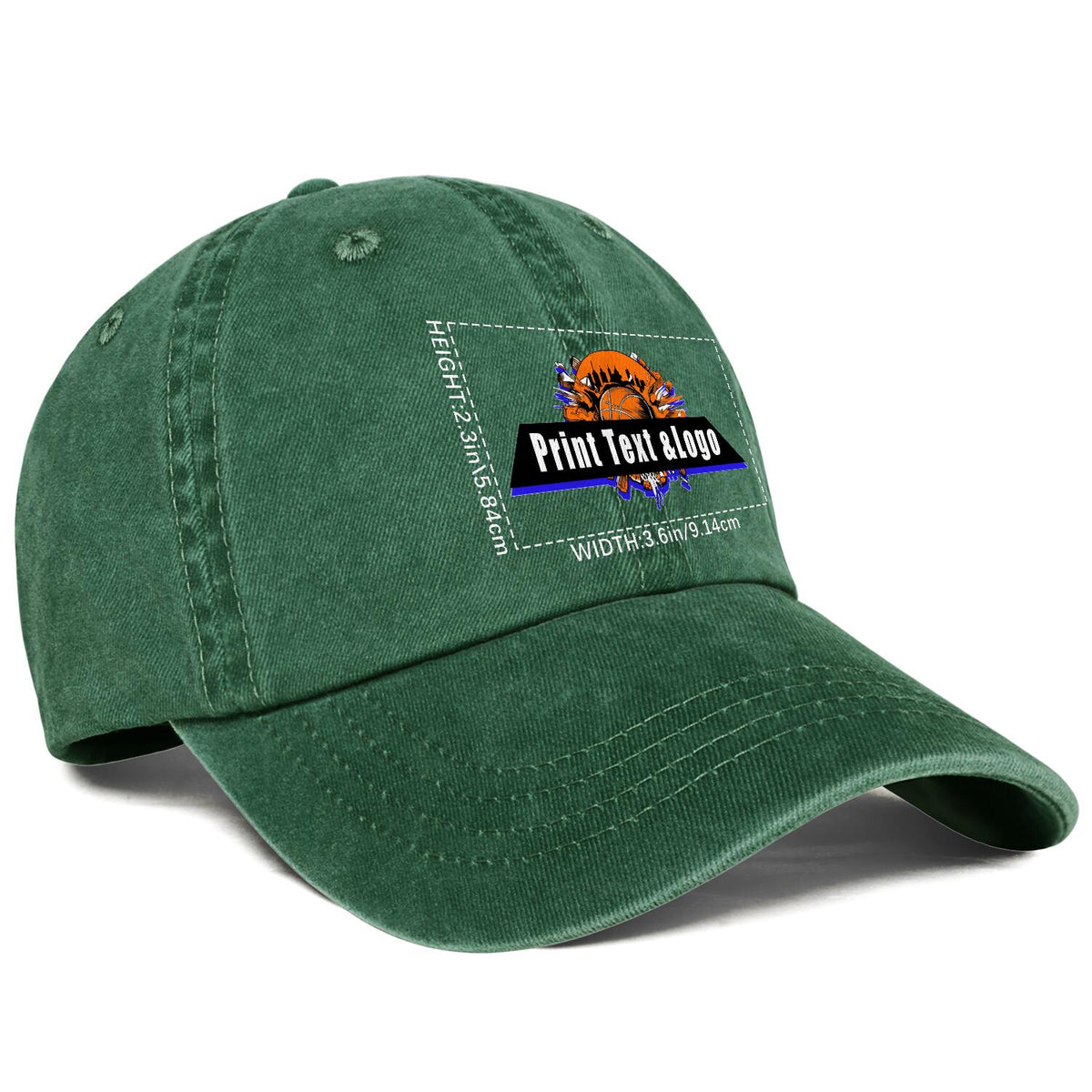 Kundenspezifisch Grün Logo Washed Cowboy Ponytail Cap Metall Snapback Herren und Damen Atmungsaktive Baseballkappen