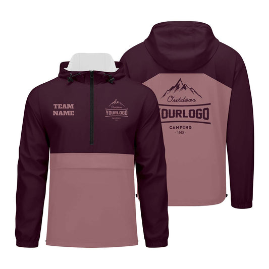 Anpassbare Burgundisch Winddichte Softshell Kapuzenjacke - Vollverschluss, Logo- & Text-Druck