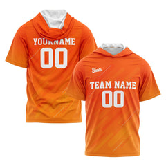 Benutzerdefinierte Orange Kurzarm-Kapuzenpullover für Männer Frauen Hemden mit Kapuzen gedruckt Name Logo