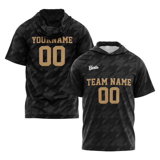 Benutzerdefinierte Schwarz Kurzarm-Kapuzenpullover für Männer Frauen Hemden mit Kapuzen gedruckt Name Logo