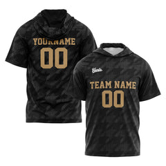 Benutzerdefinierte Schwarz Kurzarm-Kapuzenpullover für Männer Frauen Hemden mit Kapuzen gedruckt Name Logo