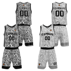 Benutzerdefinierte Weiß Schwarz Reversible Basketball Jersey Personalisierte Name Nummernlogo drucken