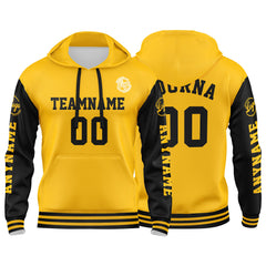 Benutzerdefinierter Gelb Schwarz Hoodie für Mann, Frau, Mädchen, Junge. Drucken Sie Ihr Logo, Ihren Namen und Ihre Nummer