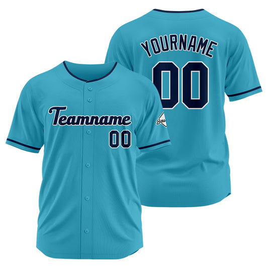 Benutzerdefinierte Authentisch Baseball-Trikot Hellblau-Marine